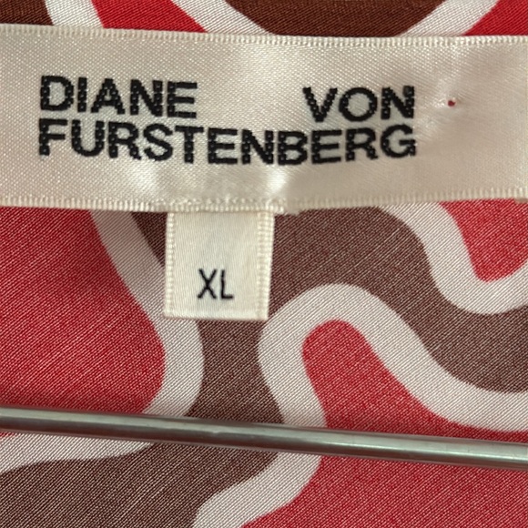 Diane Von Furstenberg Eloise Red Wrap Long Sleeve Midi Dress Asymmetrical Sz. XL - Picture 11 of 13